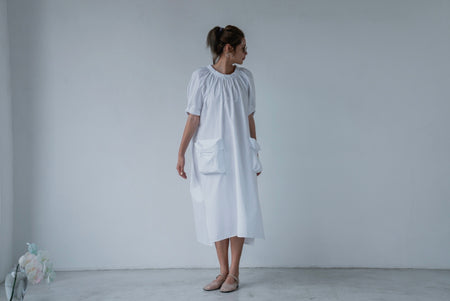 WHITE 3D POCKET SHIRT DRESS *LAST 2*