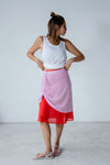 RED PINK DUO CHIFFON MIDI SKIRT *LAST ONE*