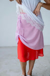 RED PINK DUO CHIFFON MIDI SKIRT *LAST ONE*
