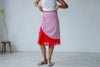 RED PINK DUO CHIFFON MIDI SKIRT *LAST ONE*