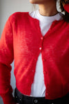 RED MOHAIR CARDIGAN