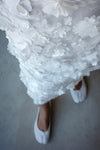 WHITE FLOWER ORGANZA MIDI SKIRT
