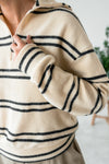 ( CREAM / GREY ) STRIPED  ZIP UP FLEECE  JUMPER 🌟BEST BUY🌟 *LAST 3*