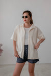 IVORY FLOWER TERRY COTTON SHIRT