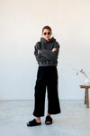 BLACK CORDUROY SPORTY TRACK PANTS