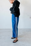 BLACK CORDUROY SPORTY TRACK PANTS