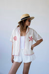 ( RED / NAVY ) SHELL BEACH SUMMER SHIRT 🌟BEST BUY🌟