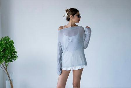 LIGHT GREY SHEER LONG SLEEVE *LAST 2*
