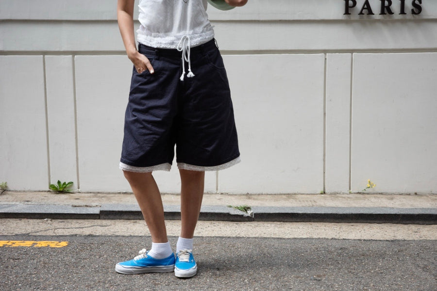 ( NAVY / LIGHT DENIM ) LACE TRIMMED JORTS ⭐️BEST BUY⭐️ *LAST 2*