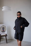 ( BLACK / WHITE ) NYLON MINIMALIST STAND UP COLLAR  WINDBREAKER ✨BEST BUY✨ *LAST ONE*