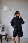 ( BLACK / WHITE ) NYLON MINIMALIST STAND UP COLLAR  WINDBREAKER ✨BEST BUY✨ *LAST ONE*