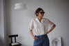 BEIGE EMBROIDERY SILKY BLOUSE *LAST 2*