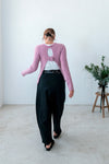 ( NAVY / PINK ) ALPACE ROSE SWEATER *LAST 2*