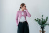 ( NAVY / PINK ) ALPACE ROSE SWEATER *LAST 2*