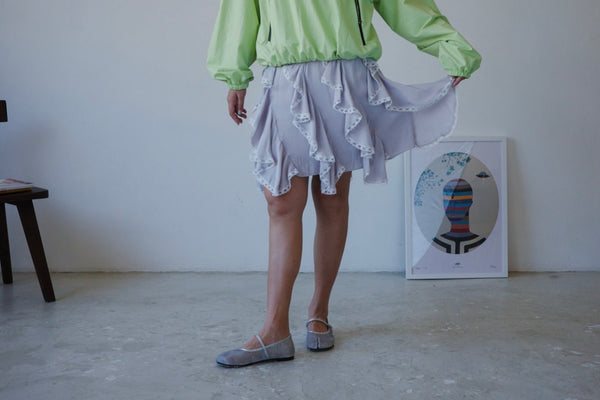 ( SOFT LAVENDER / WHITE ) RUFFLE SKIRT