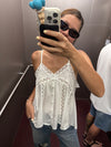( WHITE / BLACK ) SILKY LACE TRIMMED BUTTON CAMI *LAST 2*