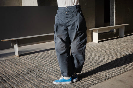 ( NAVY / BEIGE ) WASHED DOUBLE WAIST CARGO PANTS ✨BEST BUY✨