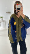 ( BLUE / GREEN ) QUILTED SWEAT SHIRT JACKET *LAST ONE*