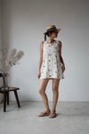 EMBROIDERY FLOWER LINEN COTTON DRESS
