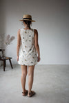 EMBROIDERY FLOWER LINEN COTTON DRESS