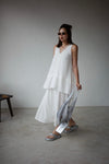 WHITE LACE TRIMMED V NECK DRESS