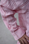 ( PINK / BLUE ) CHECKERED WASHED COTTON SHIRT