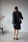 ( WHITE / CHARCOAL ) CHIFFON SLIT BLOUSE