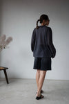 ( WHITE / CHARCOAL ) CHIFFON SLIT BLOUSE