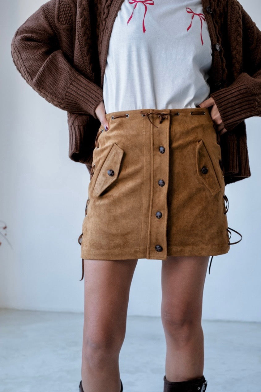 Lace up hotsell skirt suede