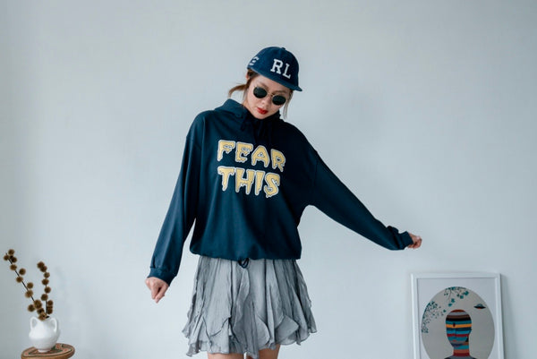 NAVY FEAR THIS HOODIE