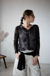 ( IVORY / BLACK ) LACE CARDIGAN