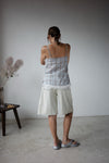 BLUE CHECKERED LACE TRIMMED CAMI
