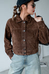 ( CAMEL / CHOCOLATE ) GIRLS FIT SUEDE JACKET ⭐️BEST BUY⭐️