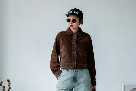 ( CAMEL / CHOCOLATE ) GIRLS FIT SUEDE JACKET ⭐️BEST BUY⭐️