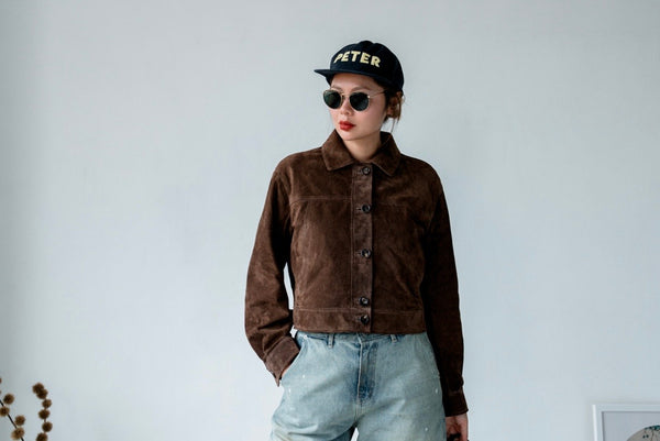 ( CAMEL / CHOCOLATE ) GIRLS FIT SUEDE JACKET ⭐️BEST BUY⭐️