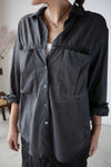 ( LEMON / CHARCOAL ) LIGHTWEIGHT POCKET GATHERED SHIRT