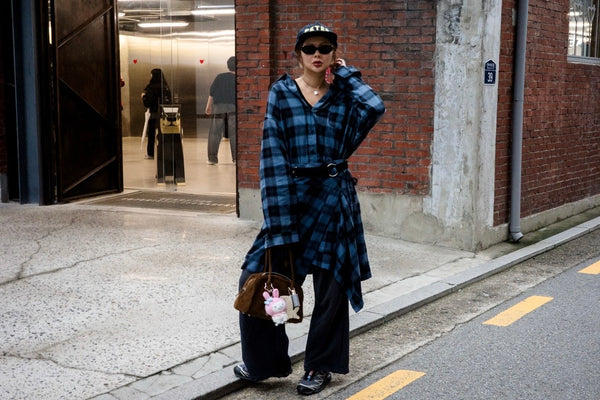 BLUE CHECKERED WRAP SKIRT *LAST 2*