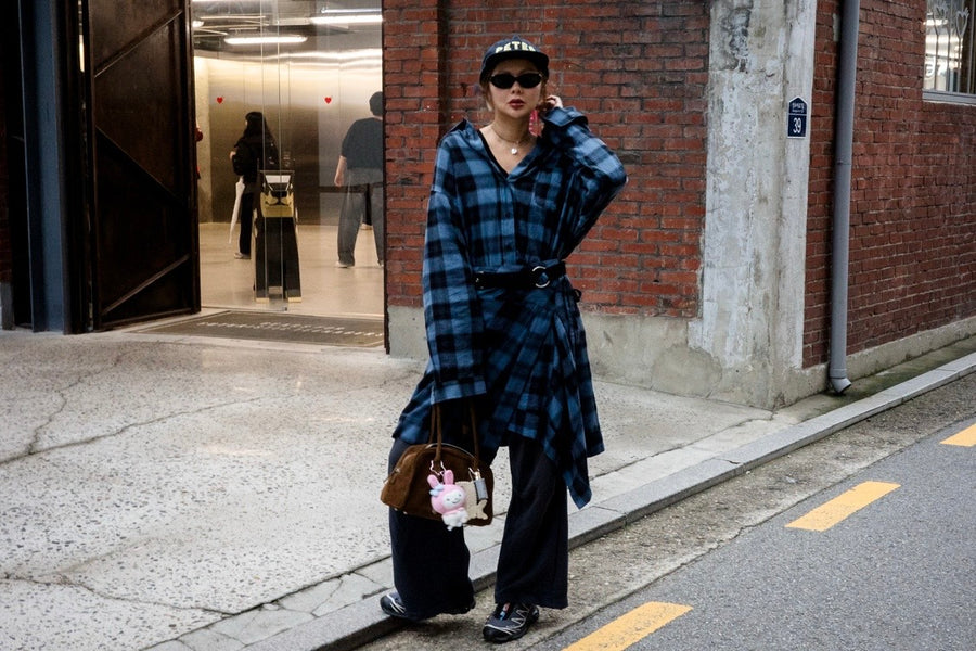 BLUE CHECKERED WRAP SKIRT *LAST 2*