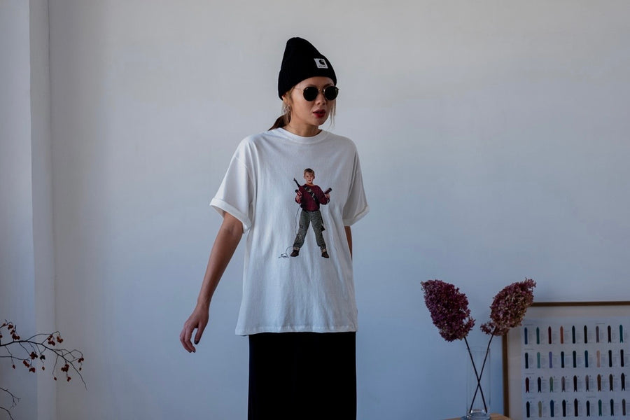 WHITE HOME ALONE TEE *LAST ONE*