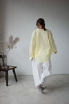 ( LEMON / CHARCOAL ) LIGHTWEIGHT POCKET GATHERED SHIRT