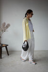 ( WHITE / ASH GREEN ) PLEATED COMFY SUMMER PANTS