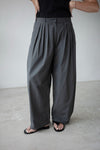 ( WHITE / ASH GREEN ) PLEATED COMFY SUMMER PANTS