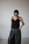 ( WHITE / ASH GREEN ) PLEATED COMFY SUMMER PANTS
