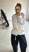 ( BLACK /  IVORY ) RAYON BELT BAG *LAST 2*