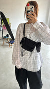 ( BLACK /  IVORY ) RAYON BELT BAG