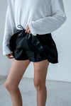( BLACK / IVORY ) FAUX LEATHER SKIRT SHORTS *LAST 2*