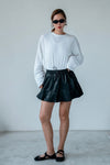 ( BLACK / IVORY ) FAUX LEATHER SKIRT SHORTS *LAST 2*