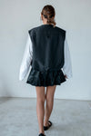 ( BLACK / IVORY ) FAUX LEATHER SKIRT SHORTS *LAST 2*