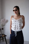 IVORY POLKA DOT SATIN CAMI