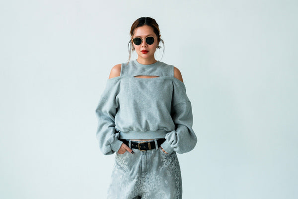 ( GREY / BLACK ) CUTOUT GOOD FIT SWEATSHIRT 🌟BEST BUY🌟 *LAST 3*